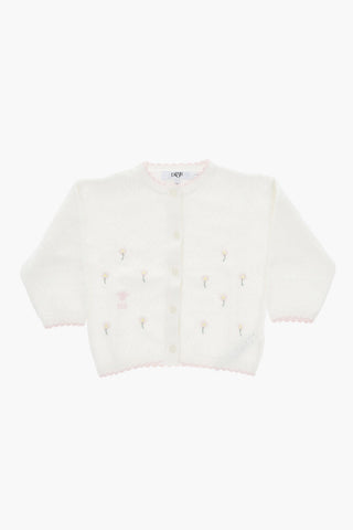 Cardigan Traforato con Ricami Floreali