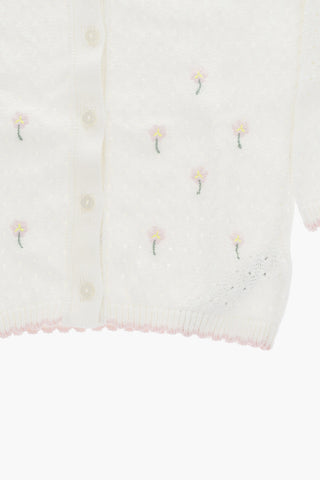 Cardigan Traforato con Ricami Floreali