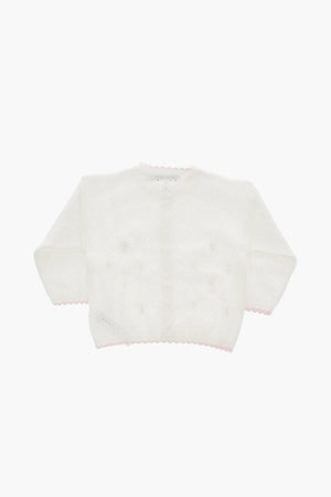 Durchbrochener Cardigan mit floraler Stickerei