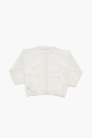 Cardigan Traforato con Ricami Floreali