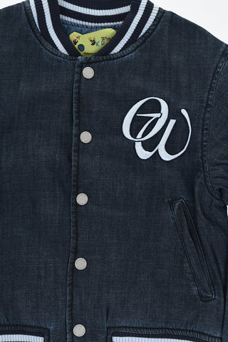 Giubbotto Varsety  SCRIPT Imbotito in Denim con Bottoni Automatici