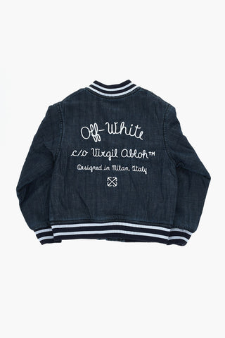 Giubbotto Varsety  SCRIPT Imbotito in Denim con Bottoni Automatici
