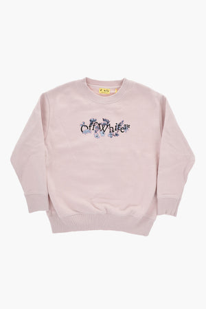 Unifarbenes Sweatshirt mit Rundhalsausschnitt und floralem Logo