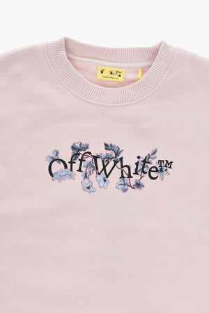 Solid-Color Crewneck Sweatshirt with Floral Logo