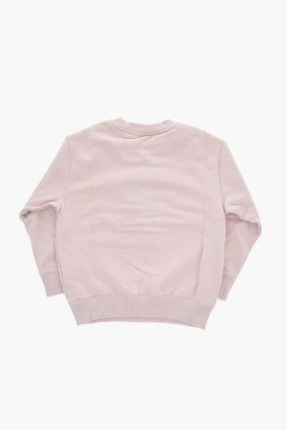 Solid-Color Crewneck Sweatshirt with Floral Logo