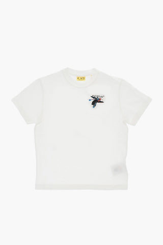 Cotton Crewneck T-Shirt With Large Back Print