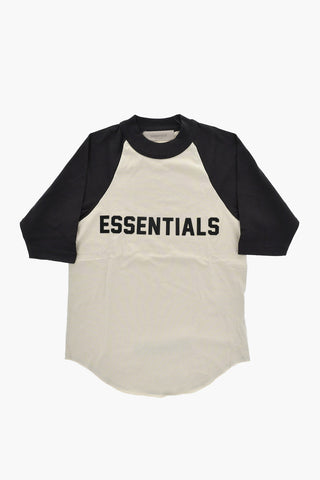 Zweifarbiges Rundhals-T-Shirt Mit Flockiertem Logo