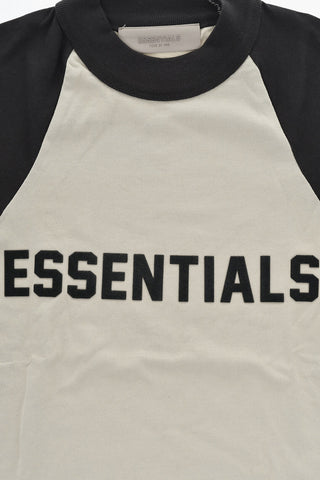 Zweifarbiges Rundhals-T-Shirt Mit Flockiertem Logo