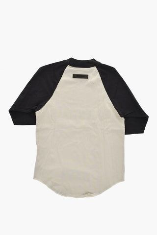 Zweifarbiges Rundhals-T-Shirt Mit Flockiertem Logo