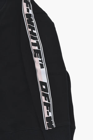 Cotton Crewneck Sweatshirt with Logo Bands