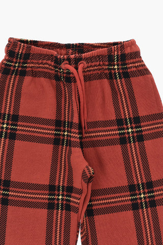Baumwollfleece-Joggers mit Tartanmuster