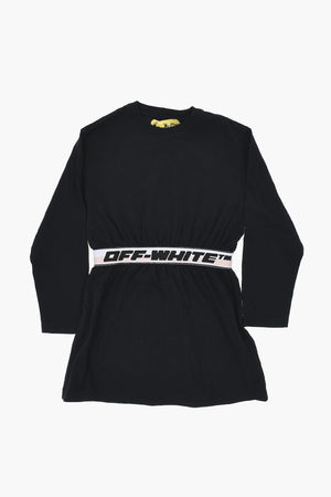 Long-Sleeve Tee Dress with Logo Band