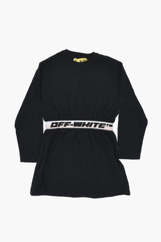 Long-Sleeve Tee Dress with Logo Band