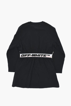 Long-Sleeve Tee Dress with Logo Band