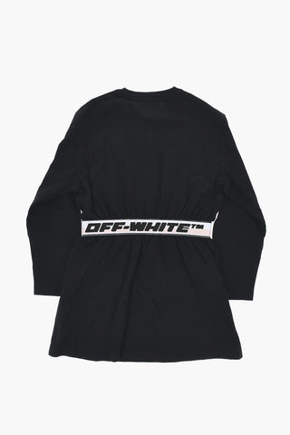Long-Sleeve Tee Dress with Logo Band