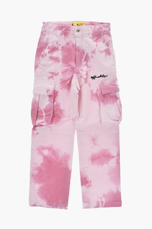 Ribbed Velour Cargo Pants With Tie-Dye Effect