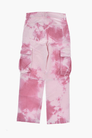 Ribbed Velour Cargo Pants With Tie-Dye Effect