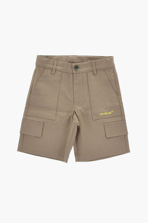 Shorts in Cotone Stretch con Logo Ricamato