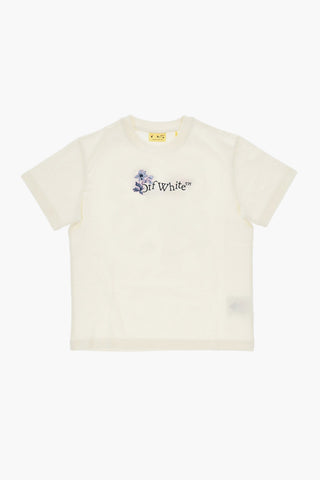 Solid-Color Crewneck T-Shirt with Floral Logo