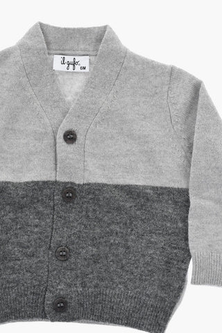 Two-Tone Virgin Wool Cardigan