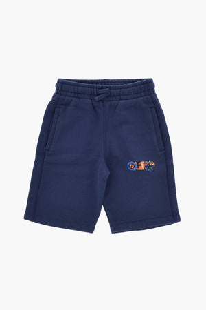 Shorts OFF UNITED in Felpa a Tinta Unita con Stampe a Contrasto