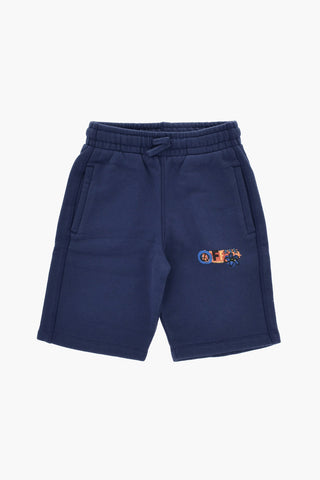 Solid-Color Fleece Shorts OFF UNITED with Contrast Prints