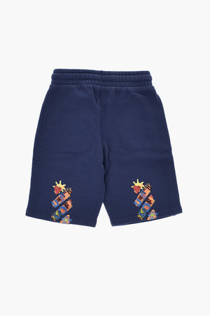 Shorts OFF UNITED in Felpa a Tinta Unita con Stampe a Contrasto