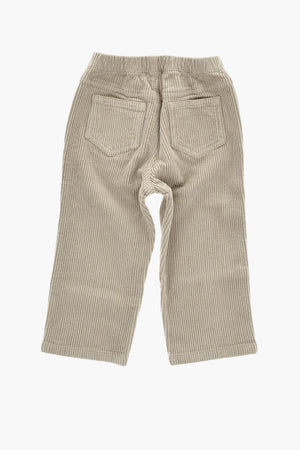Ribbed Velour Pants with Elastic Waist