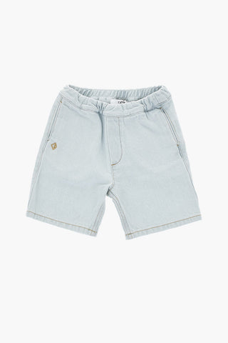 Shorts in Denim con Elastico in Vita