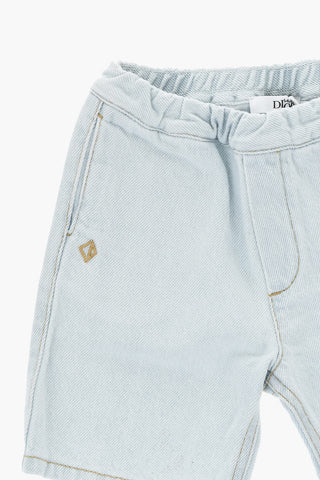 Shorts in Denim con Elastico in Vita