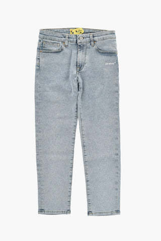 Jeans in Denim Stretch con Logo Stampato
