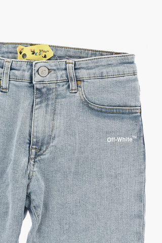 Jeans in Denim Stretch con Logo Stampato