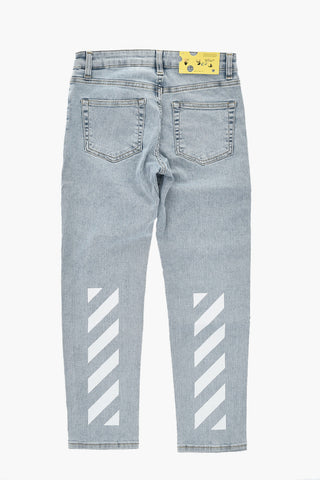 Jeans in Denim Stretch con Logo Stampato