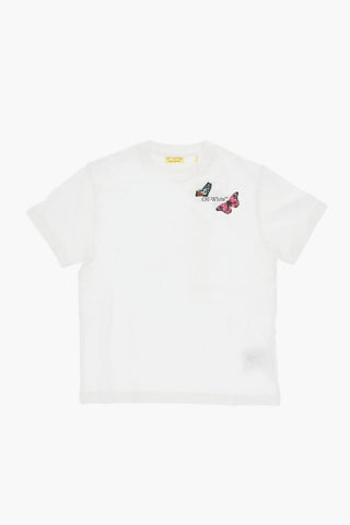 Rundhals-T-Shirt aus Baumwolle mit Schmetterlingsprint
