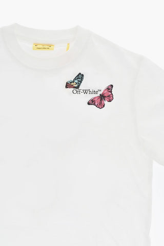 Rundhals-T-Shirt aus Baumwolle mit Schmetterlingsprint