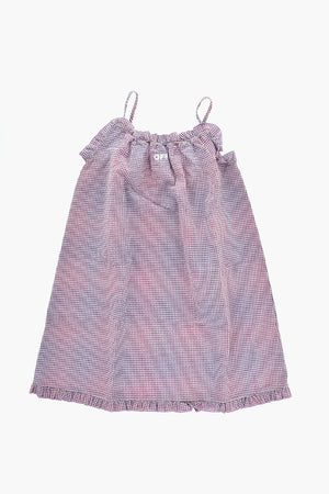 Ausgestelltes Kleid aus kariertem Baumwoll-Seersucker