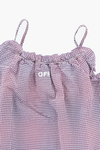Vestito Svasato in Cotone Seersucker a Quadretti