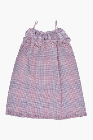 Ausgestelltes Kleid aus kariertem Baumwoll-Seersucker