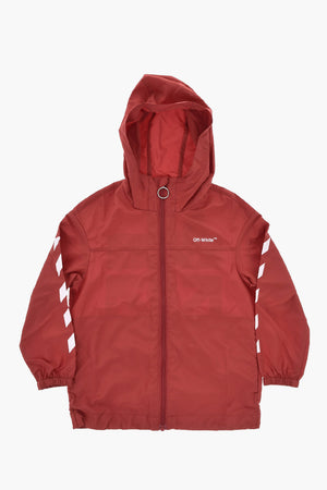 Einfarbige Windjacke mit Kontrastdetails