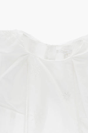 Flared Cotton Dress With Eyelet Details