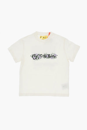 Einfarbiges T-Shirt Mit Rundhalsausschnitt Und Blumenprint