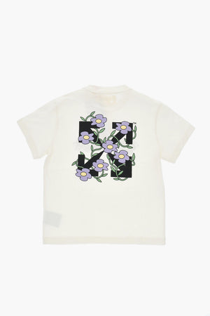 Einfarbiges T-Shirt Mit Rundhalsausschnitt Und Blumenprint