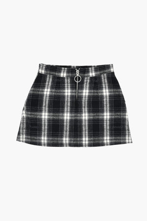 Tartan Print Skirt With Back Zip