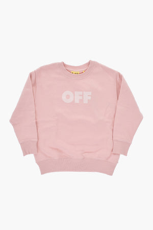 Brushed Cotton Crewneck Sweatshirt With Printed Logo