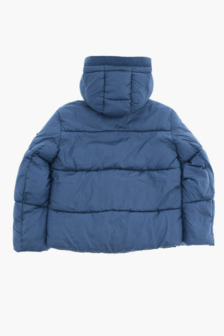 Solid Quilted Puffer Jacket With Concealed Button Closure