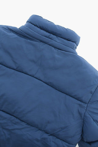 Solid Quilted Puffer Jacket With Concealed Button Closure