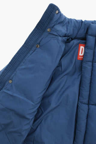 Solid Quilted Puffer Jacket With Concealed Button Closure