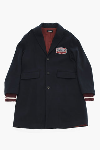 Cappotto Monopetto in Tinta Unita con Patch Logata