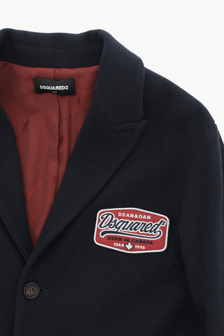 Cappotto Monopetto in Tinta Unita con Patch Logata