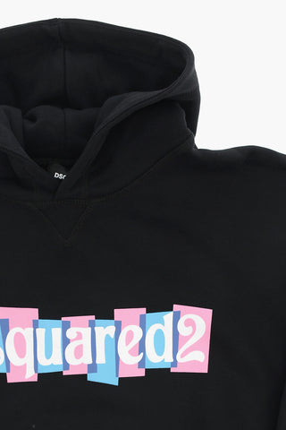 Long-Sleeve Hoodie Dress with Printed Logo